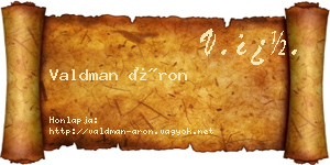 Valdman Áron névjegykártya